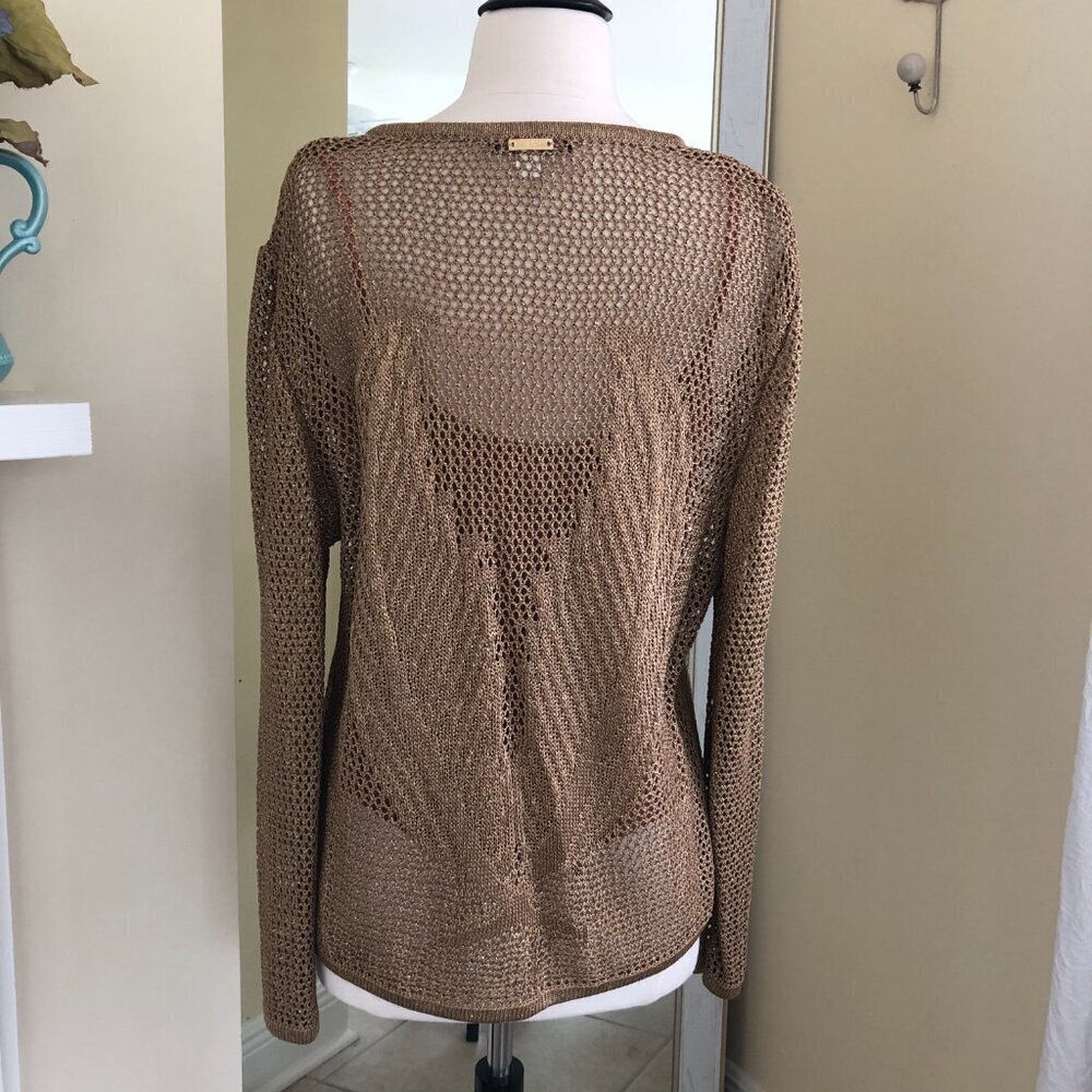St John Marie Gray Vintage Mesh Metallic Sweater W/Tank Top Medium - Picture 5 of 14